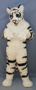 Cute tiger fursuit in menagerie workshop